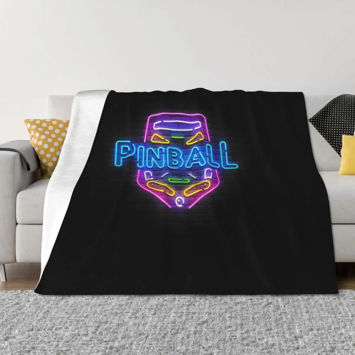 

Retro Neon Pinball Player, Pinball Lovers Gift Throw Blanket Blankets For Sofas decorative Bed linens Soft Big Blankets