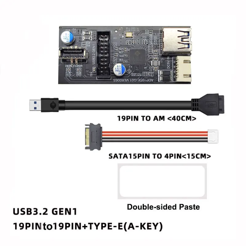 

Front Panel USB 19Pin 9pin to 3.1 C TYPE-E Adapter A-KEY Header 20pin to 19pin Expansion Card