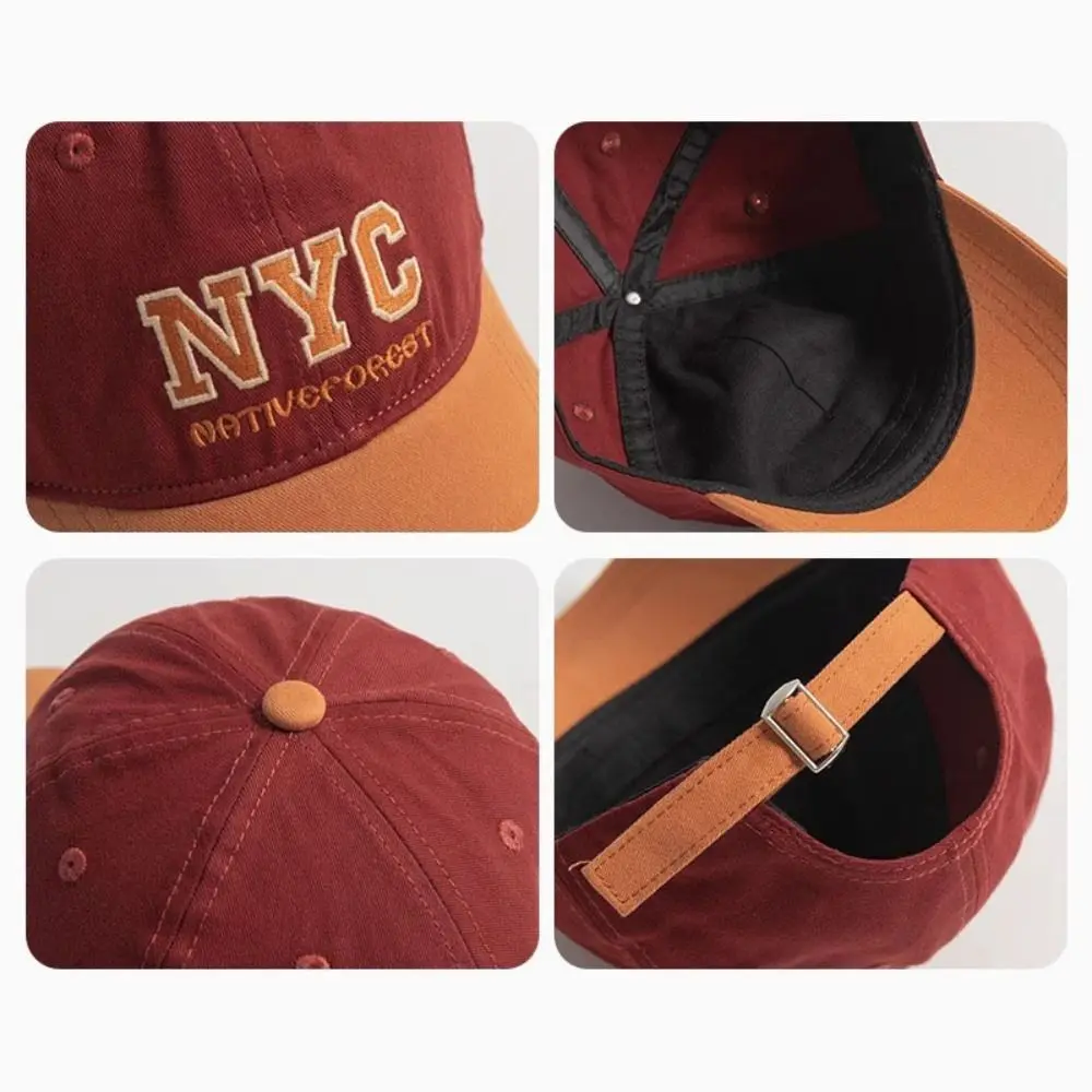 Bawełniana czapka bejsbolówka z literami, regulowana, w stylu vintage, z daszkiem typu duck tongue, uniwersalna ochrona przed słońcem, czapka bejsbolówka z literami na zewnątrz.