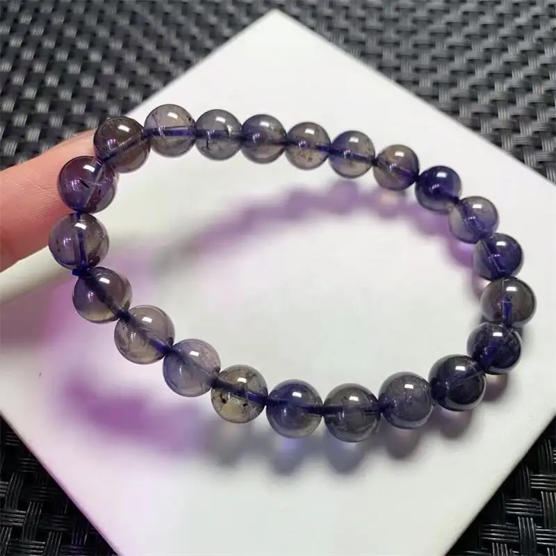 8.7 مللي متر سوار Iolite الطبيعي النساء الريكي شفاء ستراند أساور مجوهرات للإناث هدية 1 قطعة