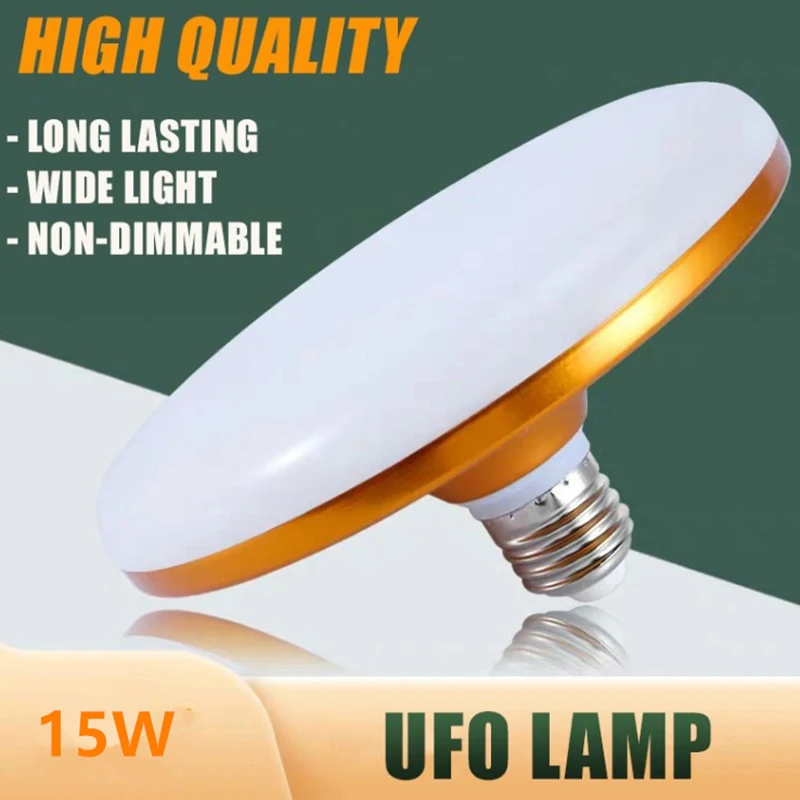 220V LED Bulb E27 Led Lamp Super Bright 15W UFO Leds Lights Indoor Cold White Lighting Table Lamps Garage Light