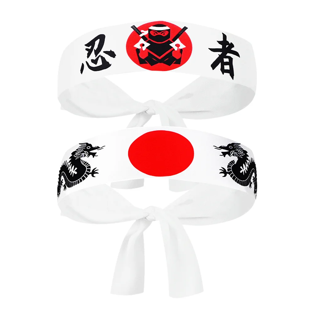 2 Pcs Hachimaki Karate Headband Japanese Ninja Headscarf Sports Decorative Headbands Miss