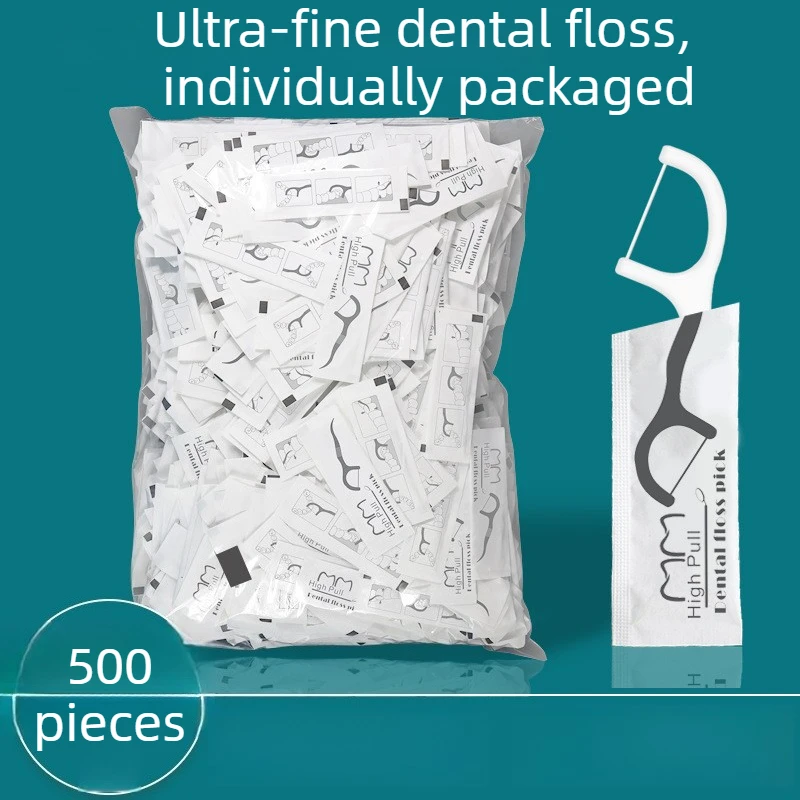 Dental Floss Picks, 500Pcs Individually Wrapped, Wholesale Pack, Ideal for Hotels & Catering Supplies, Disposable Teeth Cleaner.