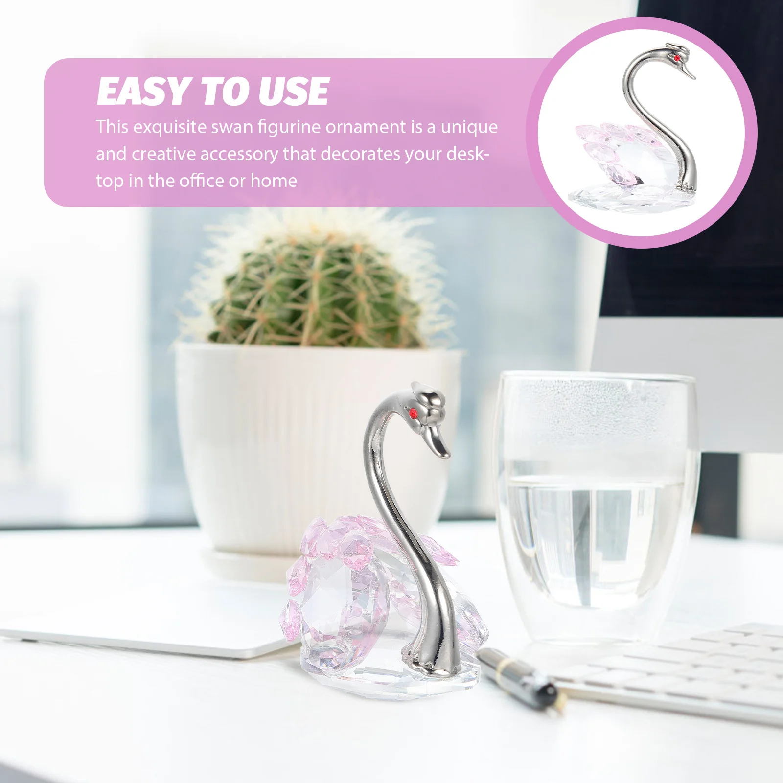 

Crystal Swan Ornament Elegant Desktop Decor Small Sparkle Swan Statue for Home Office Wedding Party Decorative Art Gift