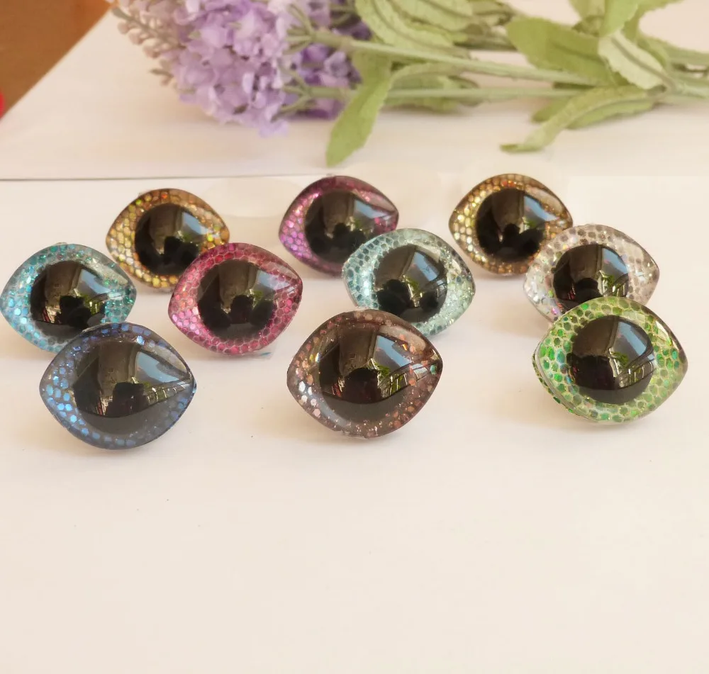 new arrvial 10pcs/lot 28x23mm Oval trapezoid plastic clear safety toy eyes + glitter Nonwovens + washer--color option--sp