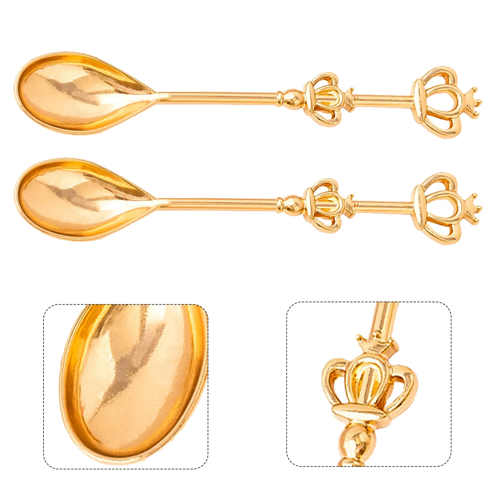 4Pcs Crown Stainless Steel Coffee Spoons Golden Set High Quality Creative Teaspoons for Dessert Ice Cream Milk Sugar Seasoning