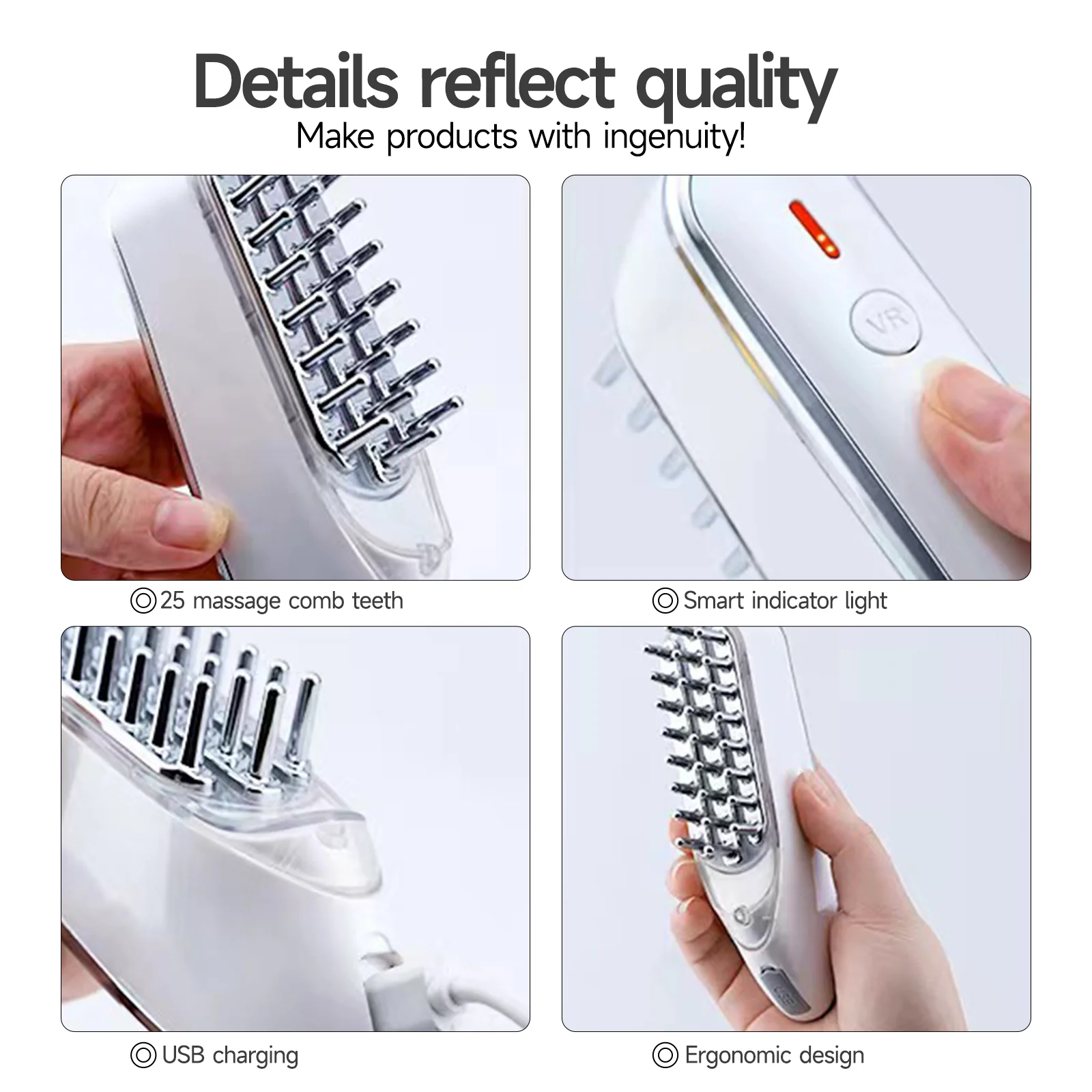 Hair Comb EMS Electric Massage Comb LED Red Light Head Massager Anti Hair Loss Hair Care RF Head Spa Hair Massager Massage Comb