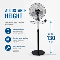Ventilateur métallique 3 en 1 50W, hauteur réglable, pour sol, table et mur, jusqu'à 130 cm, pour usage domestique 5