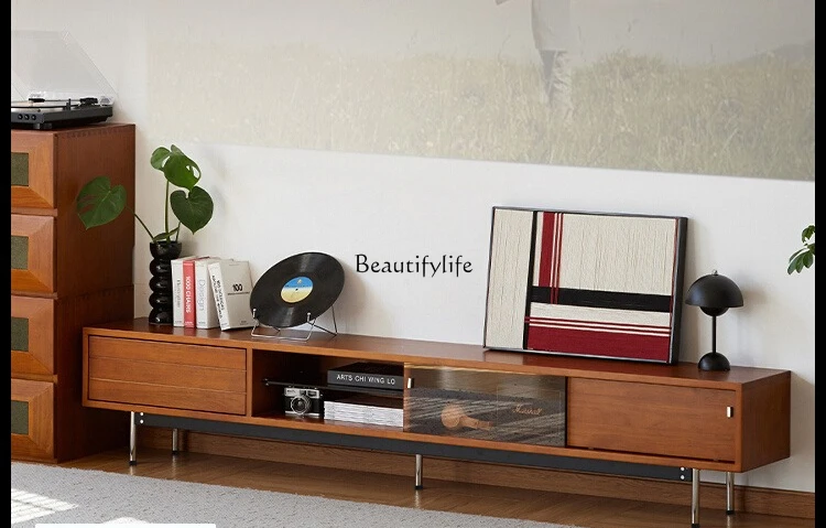 

Vintage Style Solid Wood TV Cabinet Retro Simple Storage Organizer TV Stand