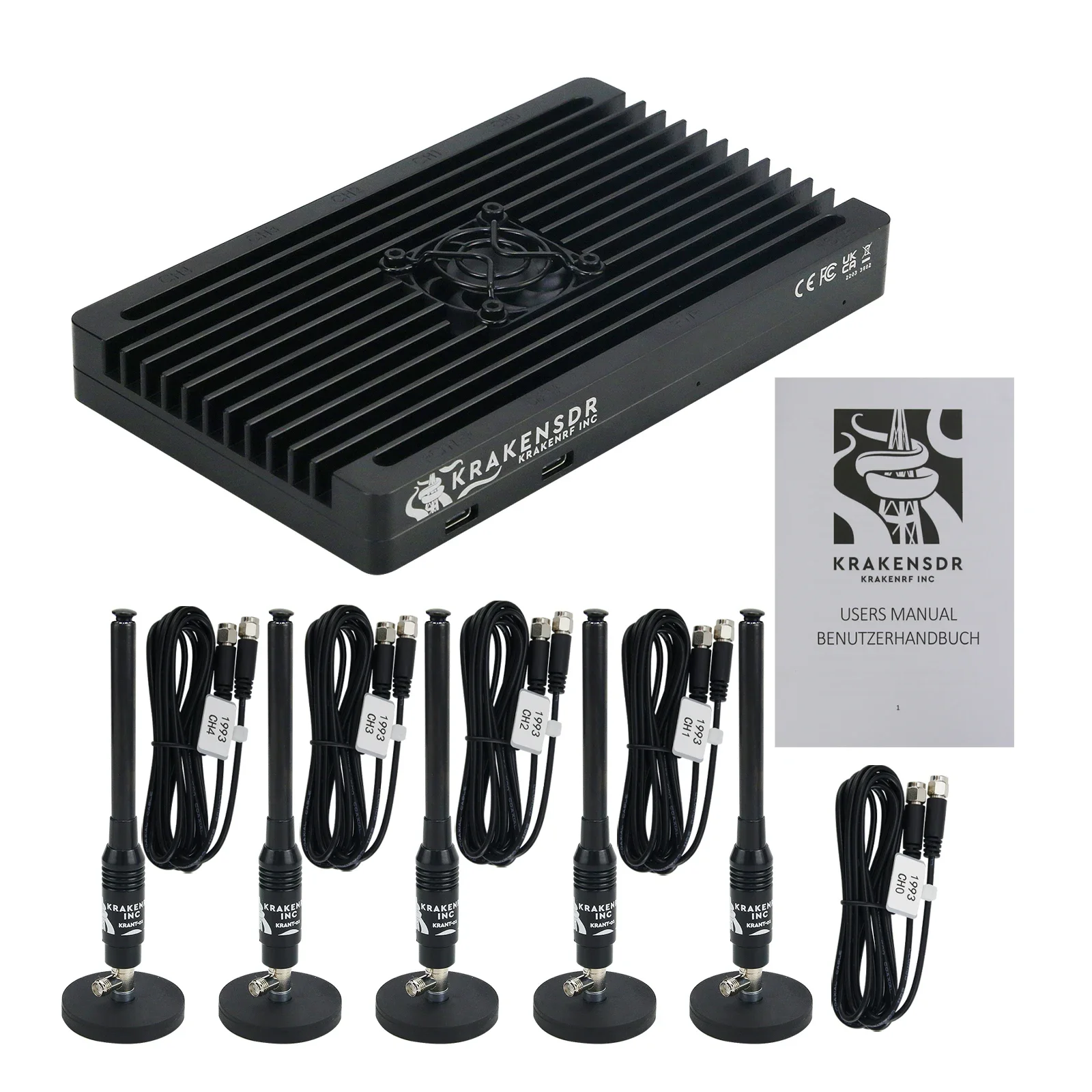 KrakenSDR Radio 5-Channel SDR Receiver with Antennas for Radio Direction Finding Passive Radar