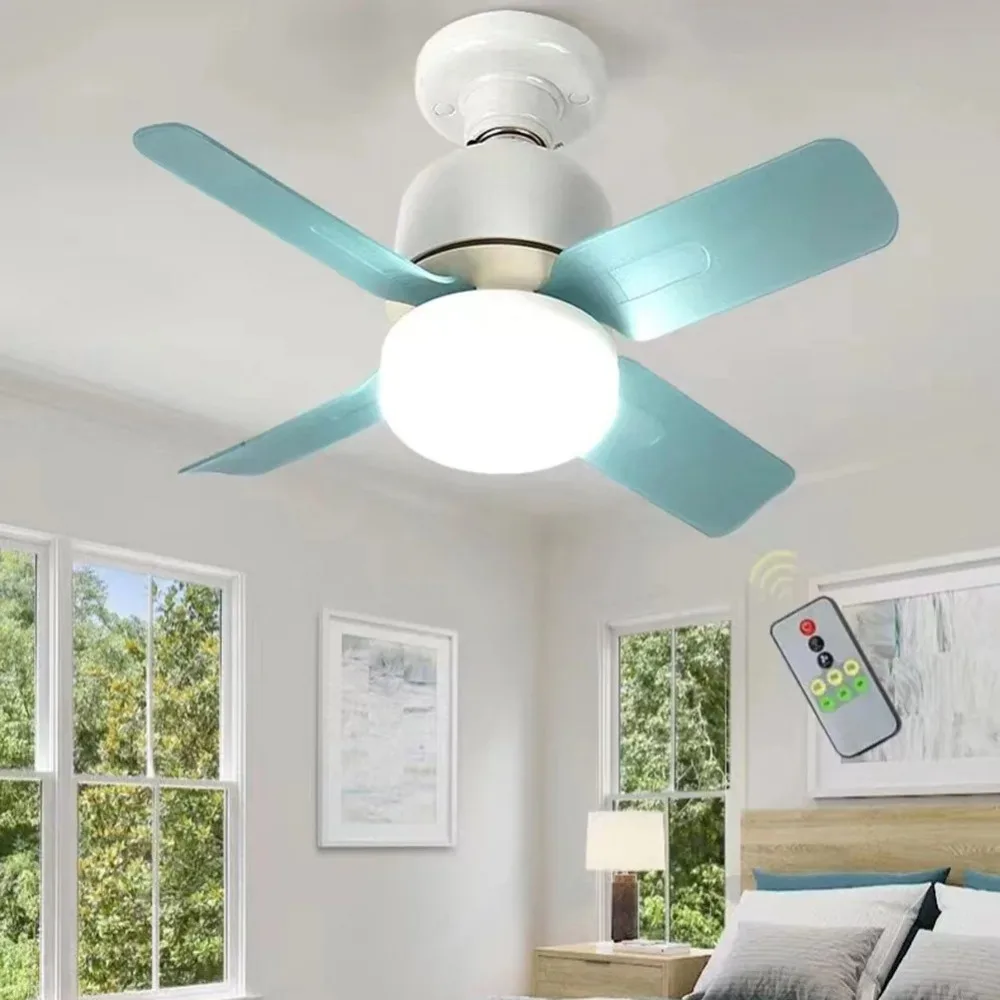 

with Lights E27 Socket Ceiling Fan with Remote Control 14W Ceiling Lamp Energy Saving Four Leaf Ceiling Fan Light