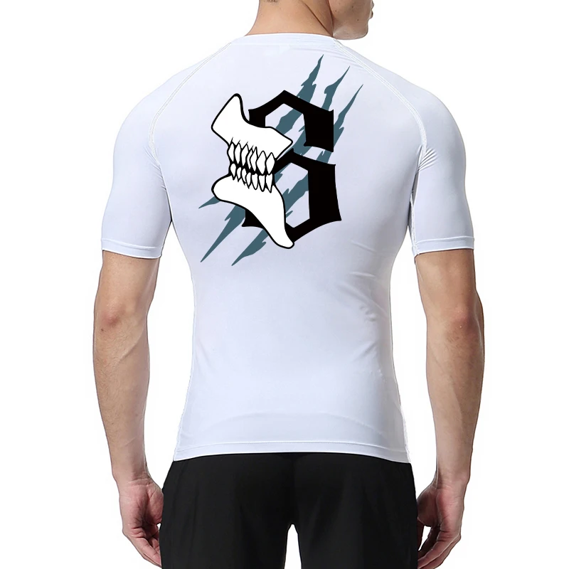 Camicie a compressione a maniche corte con stampa numero teschio per uomo T-shirt sportive estive ad asciugatura rapida T-shirt da corsa per allenamento in palestra