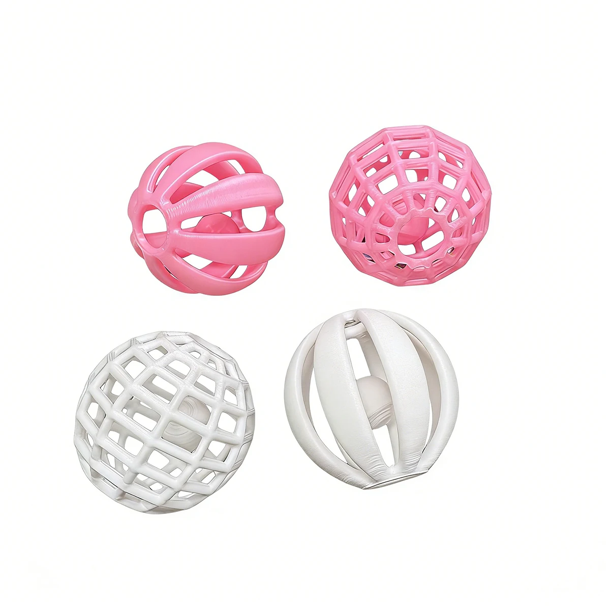 (1/2/4-pc) Mesh Strip-Shaped Hollowed-Out Balls with Bells for Cats and Dogs, Hollow Plastic Balls for Cats to Make Sounds