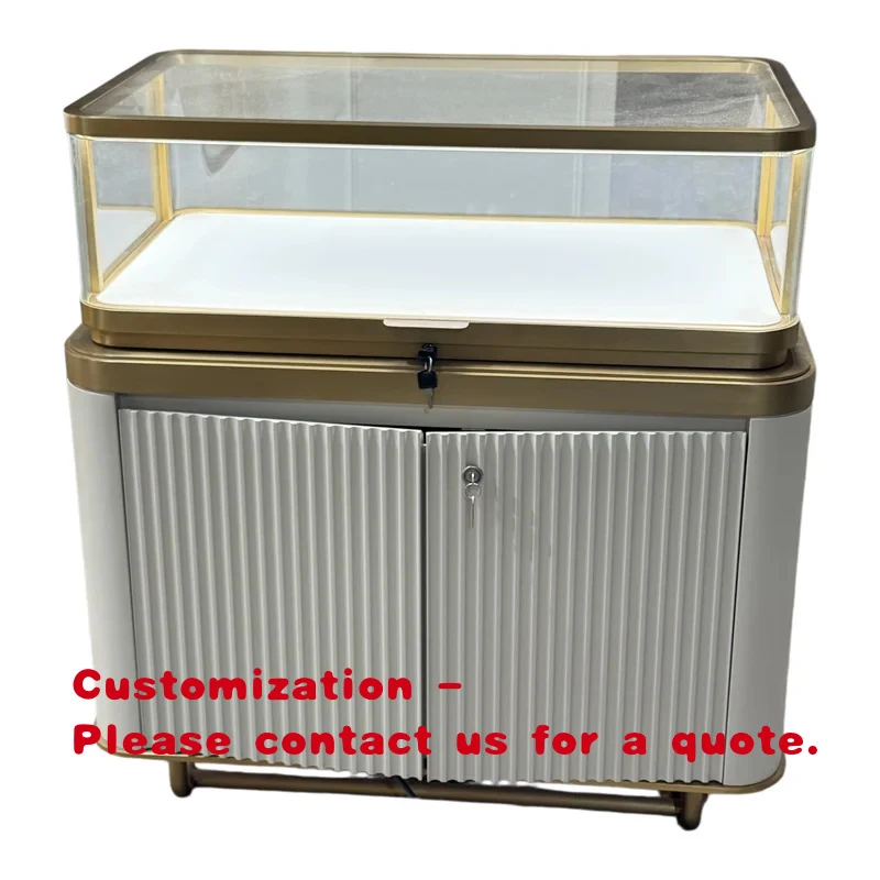 custom.Stylish Wooden Base Lockable Jewelry Showcases LED Jewelry Display Professional Jewelry Store