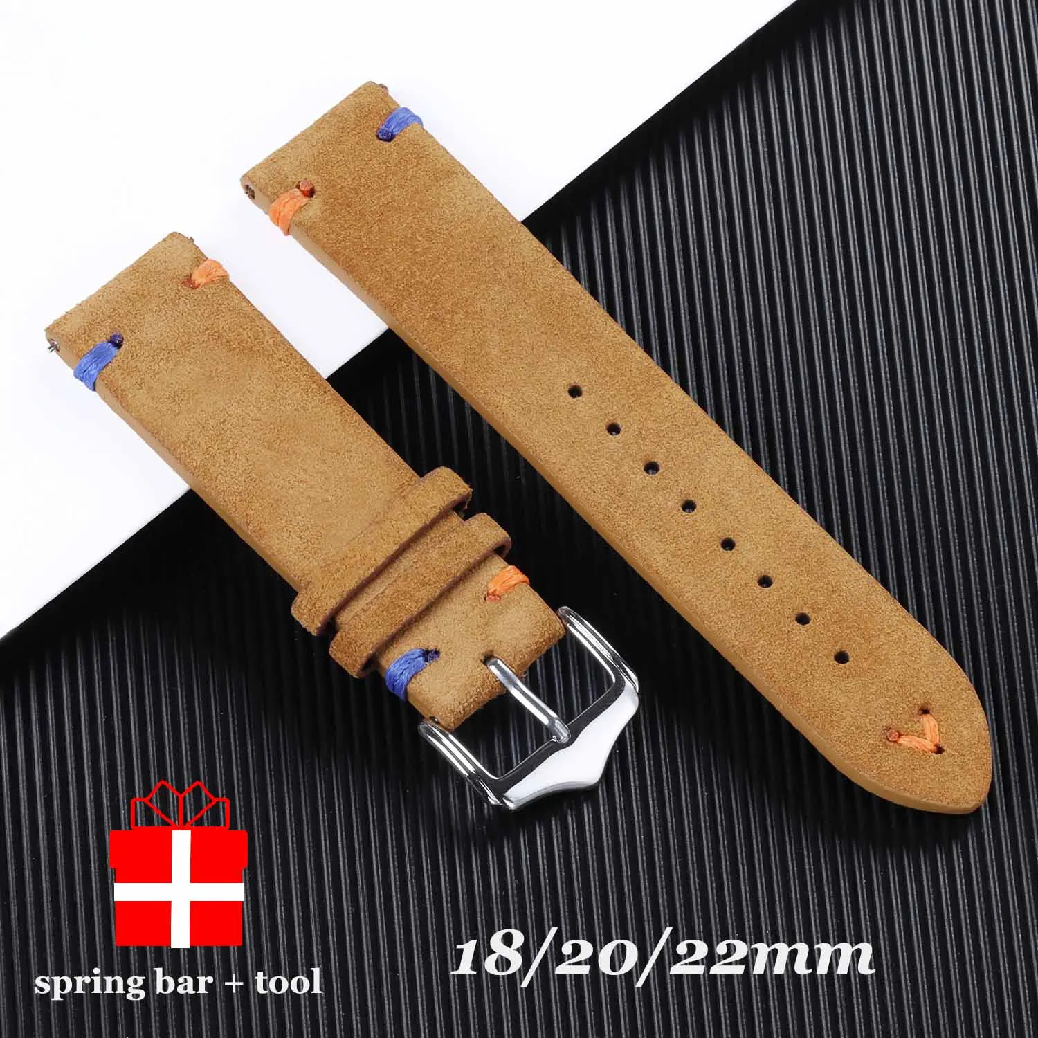 20/22mm Vintage Suede Leather Strap Velour Gloving Leather Watchband Replacement Strap for Smart Watch Accessories Quick Release