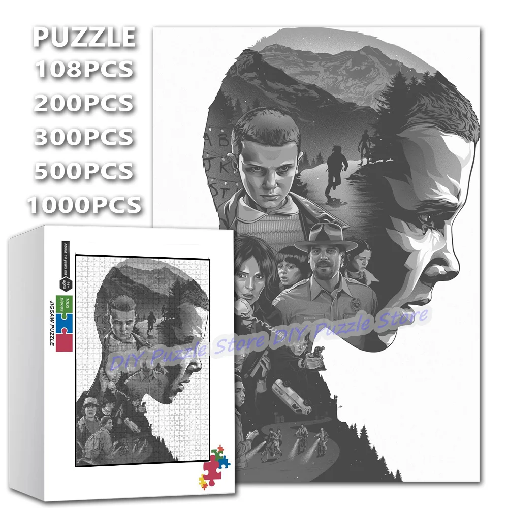 

Stranger Things Artwork Print Puzzles Horror Tv Show 108/200/300/500/1000/1500Pcs Jigsaw Puzzles for Adults Educationla Toys
