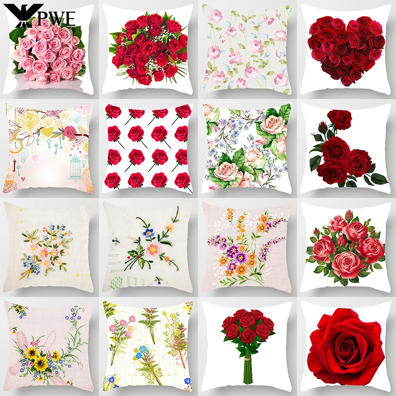 Beauty Red Roses Followers Pillow Covers Square Large  Pillow Cases  High Quality Thick Pillow Cases Cover