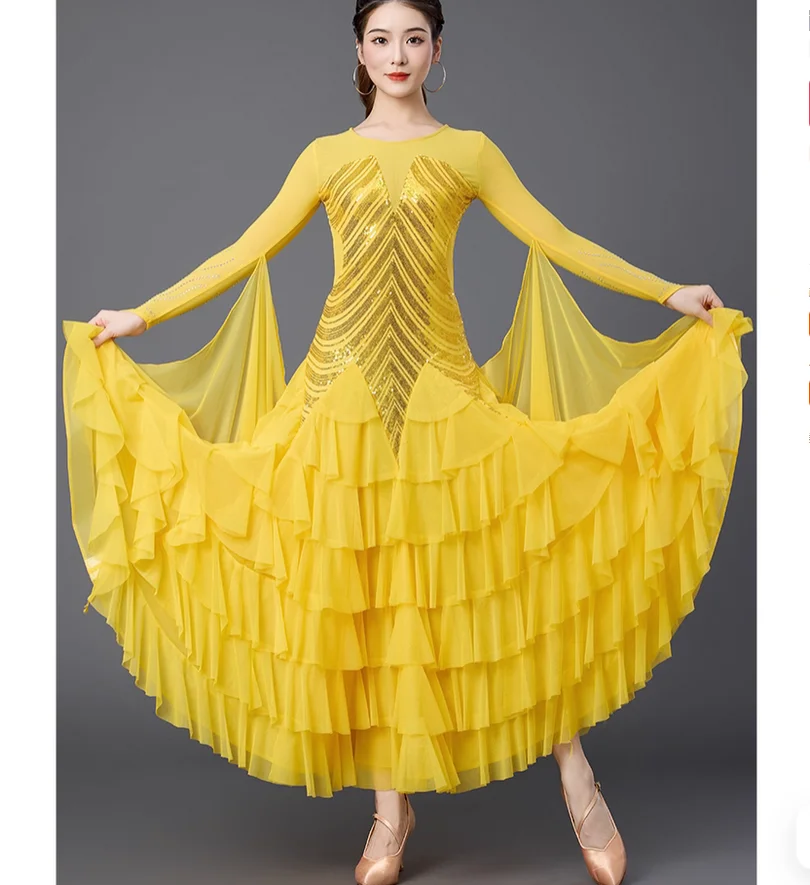 

Sparkling modern dance dress women's national standard dance big swing dress performance outfit