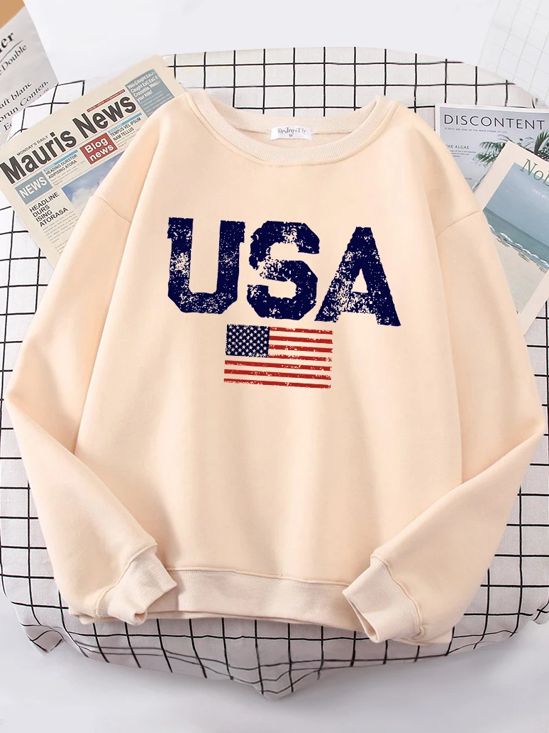 USA Letters American Flag Stars And Stripes Women Hoody Street Oversize Hoodies Personality Warm Hoodie hip hop Soft Clothes