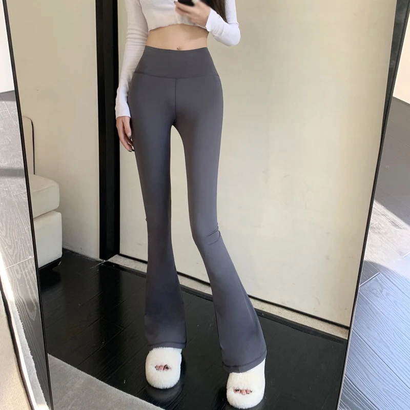 Women's Flared Pants Solid Colour Yoga Sports Slim Fashion Korean Version High Waisted Casual Micro Flared Pants