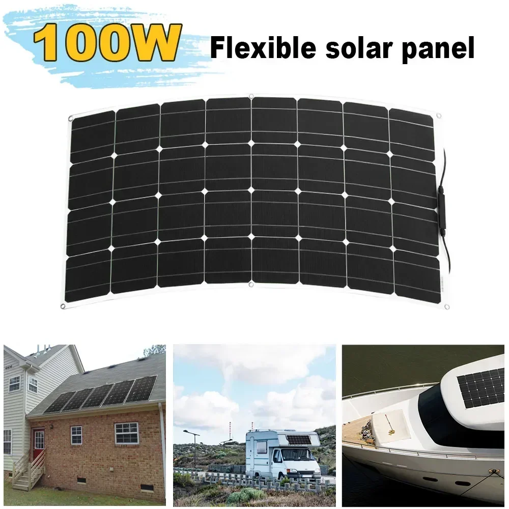 100w 200w flexibles Solar panel mit 10a/20a Solar regler kabel für 12V Batterie ladegerät Hausdach