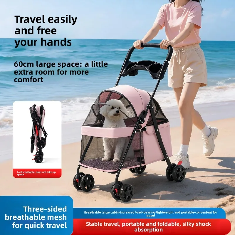 Pet Stroller Lightweight Foldable Portable Travel Cart Small Dogs Cats Cat Stroller Stroller for Dog Outdoor Pet Stroller