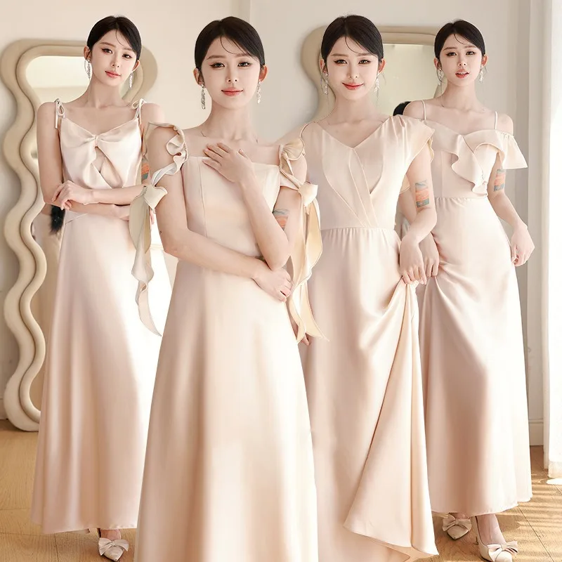 

Champagne Bridesmaid Dresses Women V Neck Sleeveless Wedding Evening Party Cocktail Gown Bride Maid Dress Maid of Honor Dress