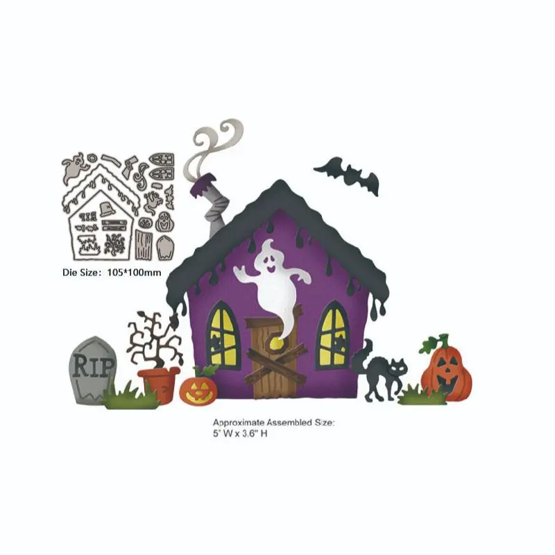 

Хэллоуин металлическая резка слои штамповки Скрапбукинг дом с привидениями декор для фотоальбома «сделай сам» открытки крафт
