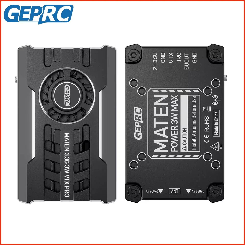 GEPRC MATEN 3.3Ghz 3-8S 40CH 3W VTX Pro CNC Shell MMCX Antenna Interface