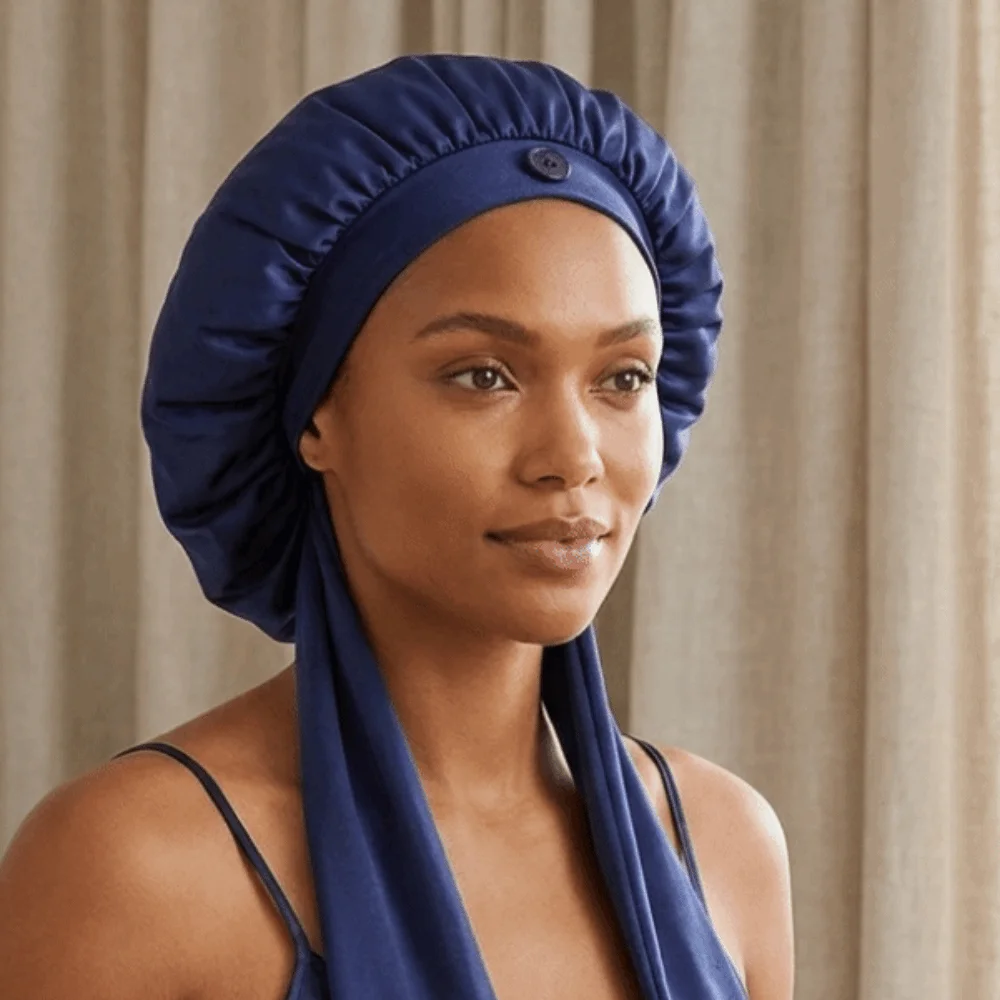 Silky Satin Satin Long Dreadlock Sleep Bonnet Adjustable Long Tail Long Hair Bonnets for Sleeping Lightweight Bathing Hat