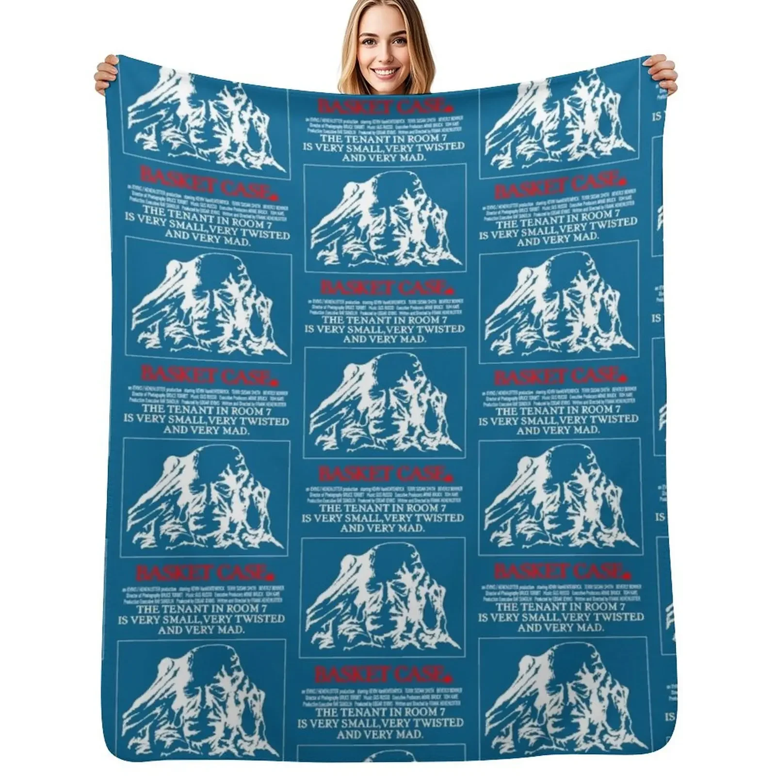 

Basket Case Halloween Horror monster movie Slasher Thriller with many sensational situations Franken Throw Blanket