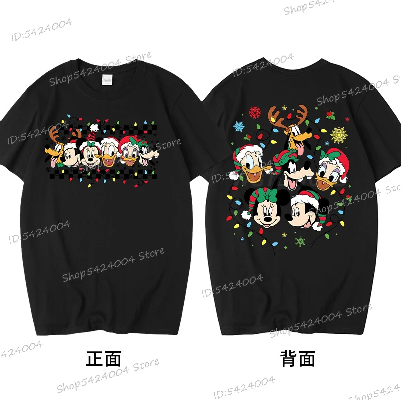 كارتون عيد الميلاد جوفي دونالد داك ميني ميكي بلوتو تي شيرت خمر النساء الرجال القطن المحملة