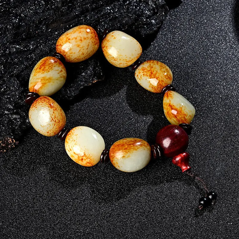 Hetian Pebble Men's and Women's Suet Seed Jade with Three-Way Bracelet Wholesale