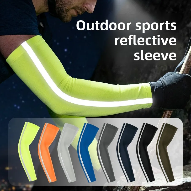 Reflective Sunscreen Ice Sleeves Quick Dry Breathable Arm Guards Summer Night Riding Outdoor Running Sports UV UPF Cooling