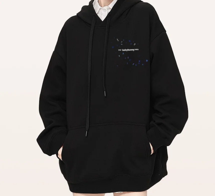 

2025 Fashion 330G Heavy Weight Babybunny Print White Hoodie Women's Casual Loose Hoodie Hoodie Hoodie Sportswear