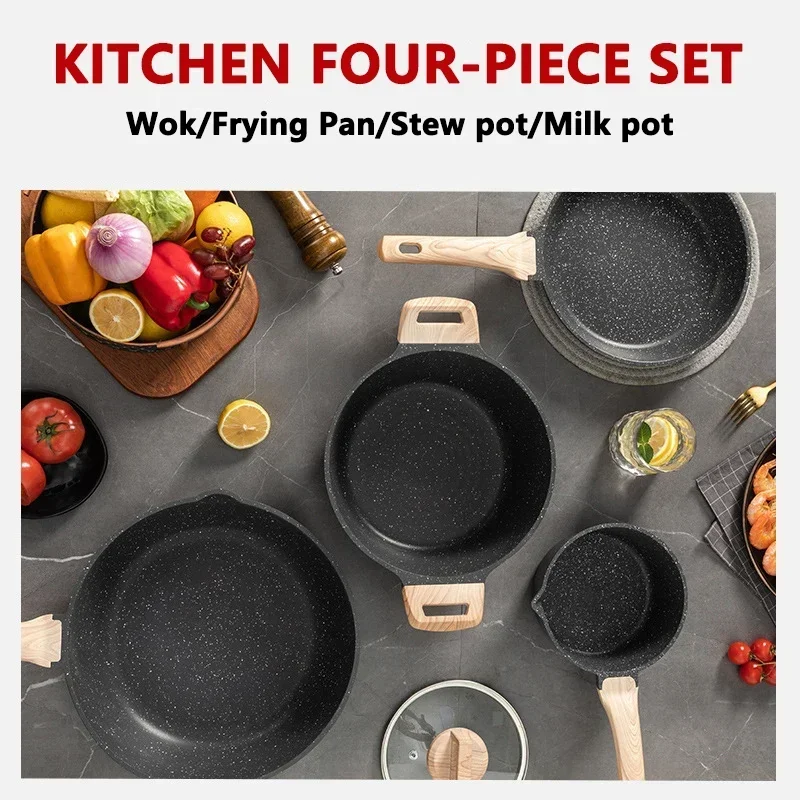 8Pcs Pots and Pans Set Non Stick Kitchen Cookware Nonstick Granite Cooking Sets with Frying Pans Saute Pan Stock Pot Sauce Pan