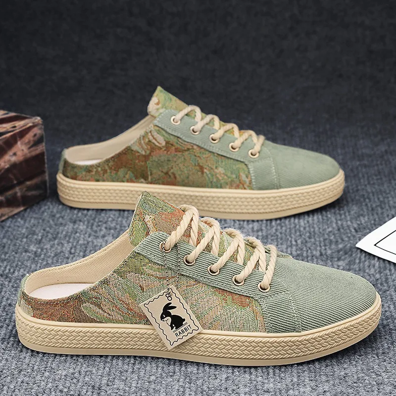 

Slippers for Men Trend Versatile One-pedal Breathable Casual Canvas Shoes Men's Breathable Comfortable Light Men's Half Slippers
