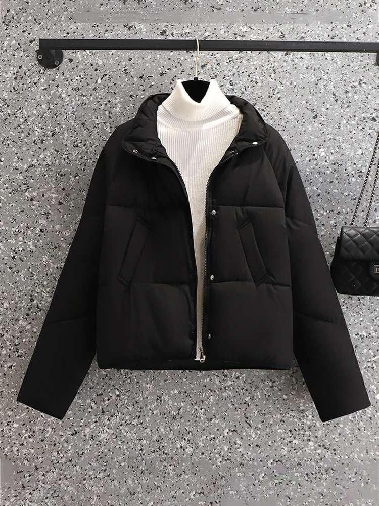 

Winter Down Coats Women Casual Warm Thick Cotton Padded Jacket Female Korean Fashion Single Breasted Lapel Loose Short Outerwear