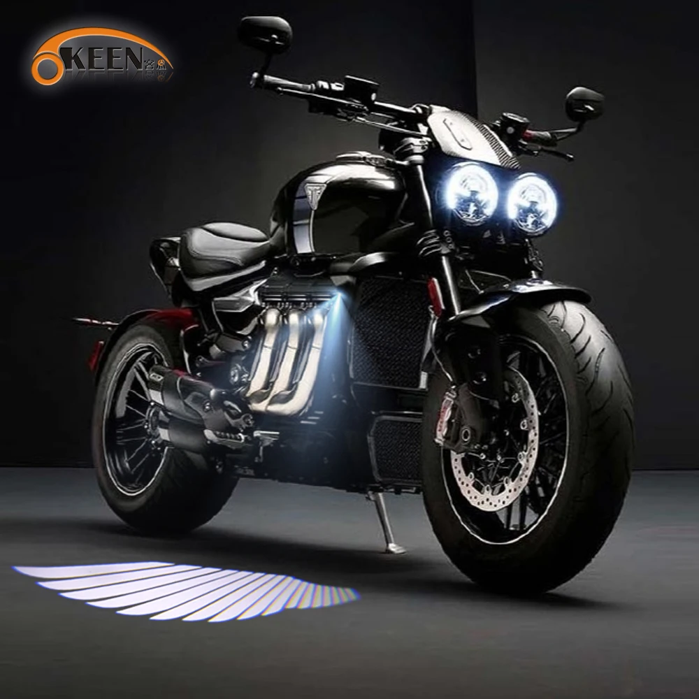 MIHAZ Led Motorcycle Welcome Light Dynamic Projection Lamp For Motorcycle SUV Laser Lamps Auto Accessories Angel Winged Lights