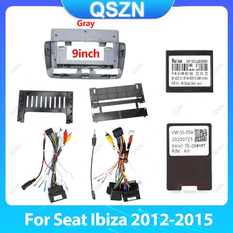 

QSZN для Seat Ibiza 2012-2015 9-дюймовый серый автомобильный радиоприемник android фасция мультимедийный компакт-диск mp5 видео аудио стерео панель рамка жгут проводов