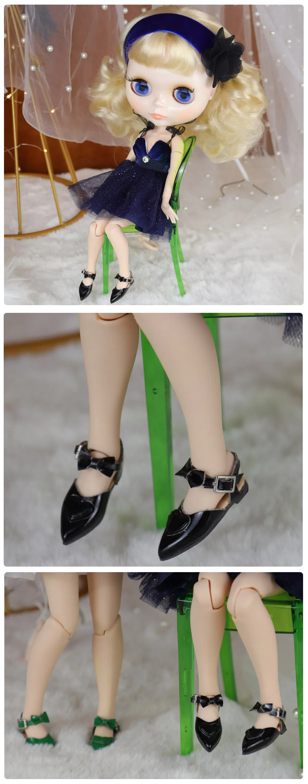 Accessories For ICY DBS Blyth Doll Pointed Shoes With Bow Elegant Suitable For Anime Girl OB24