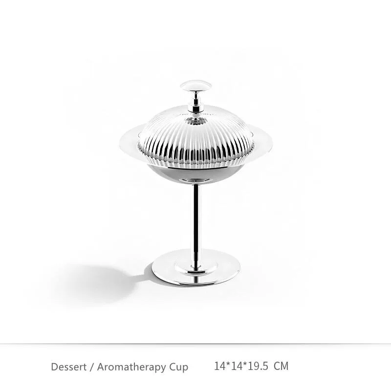 Modern Stainless Steel Cocktail Cup Dessert Cup with Lid Icecream Cup Aromatherapy Holder Advanced Container Ornament Home Decor