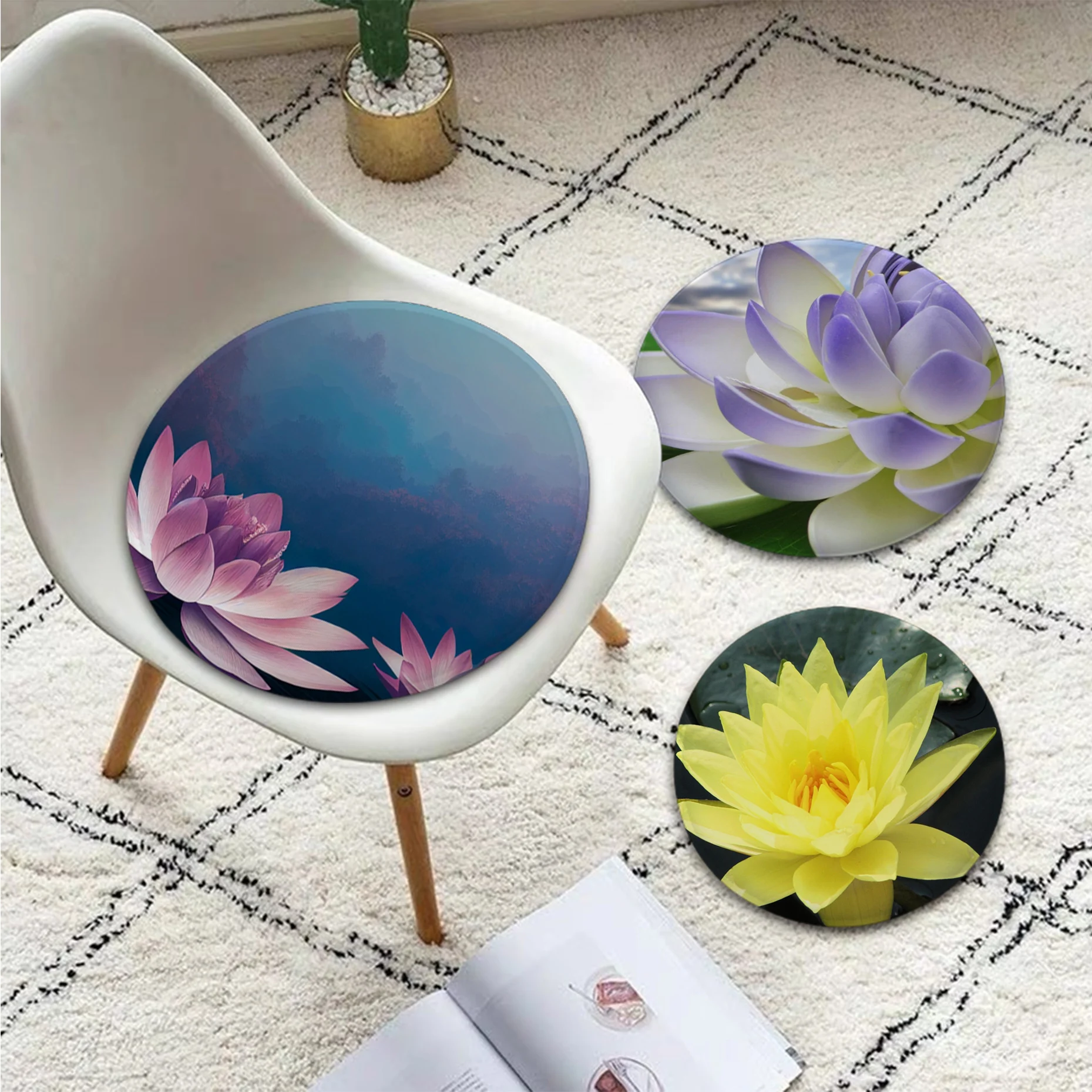 

Chinese Style Lotus Cushion Mat European Dining Chair Cushion Circular Decoration Seat For Office Desk Chair Mat Pad