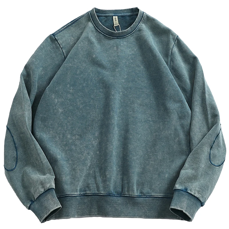 هوديي قطني ثقيل الوزن للرجال ملابس رياضية محبوكة مستديرة Ne كاجوال طويلة Sve مضادة للتجاعيد American Sle Thiened Sweats...