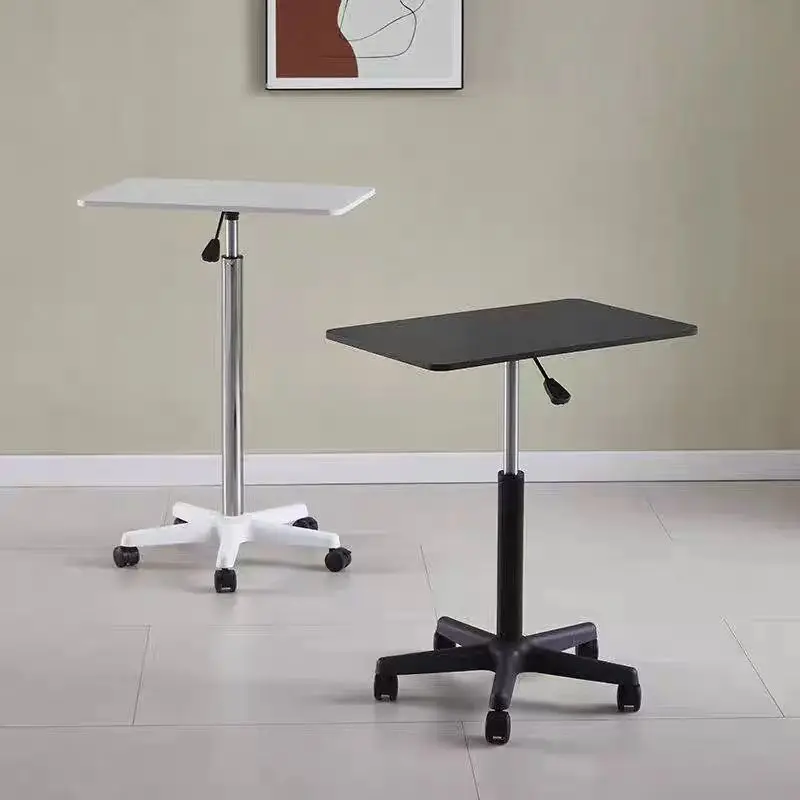 Height Adjustable Computer Desk with Rolling Wheels, Small Size, and Stand-up Workstation Design for Home Office