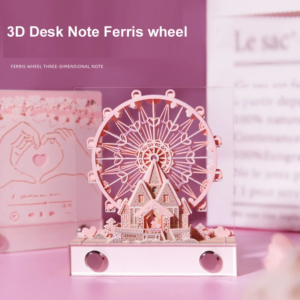 

3D Desk Note Ferris Wheel 3D Note Pad Tear-Away DIY 3D Memo Pad Paper Carving Art for Home Office Desktop Decoration Gift
