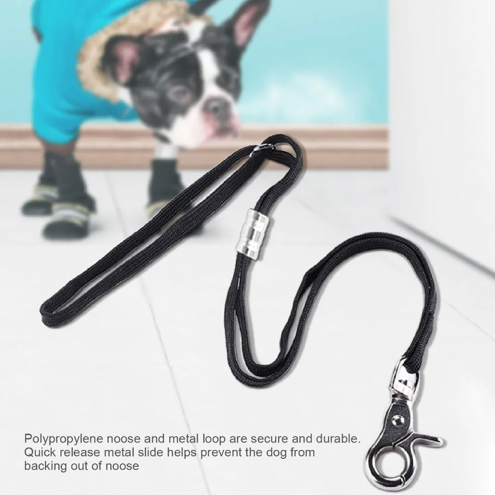 2pcs Adjustable Length Pet Grooming Table Leash Metal Snap Hook Nylon Woven Strap Dog Grooming Tether Quick Release Buckle Black
