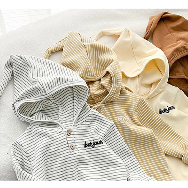 Newborn Baby Hoodie Spring Striped Sweatshirt Toddler Boys Girls Wizard Hat Pullover Infant Long Sleeve Tops Tee Casual Outwear