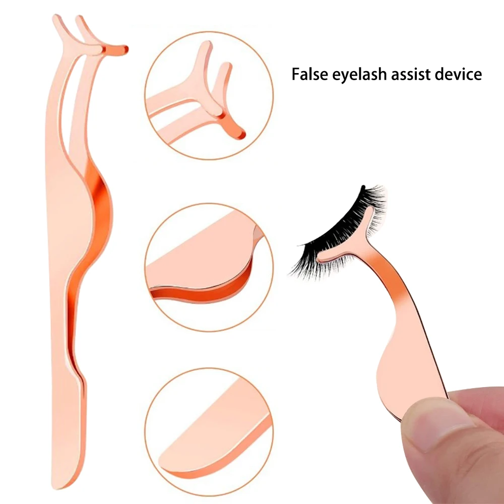 2/5 個まつげピンセットセットプロフェッショナルローズゴールドステンレスチップ眉毛トングクリップはさみ美容ツールまつげカーラー女性のための