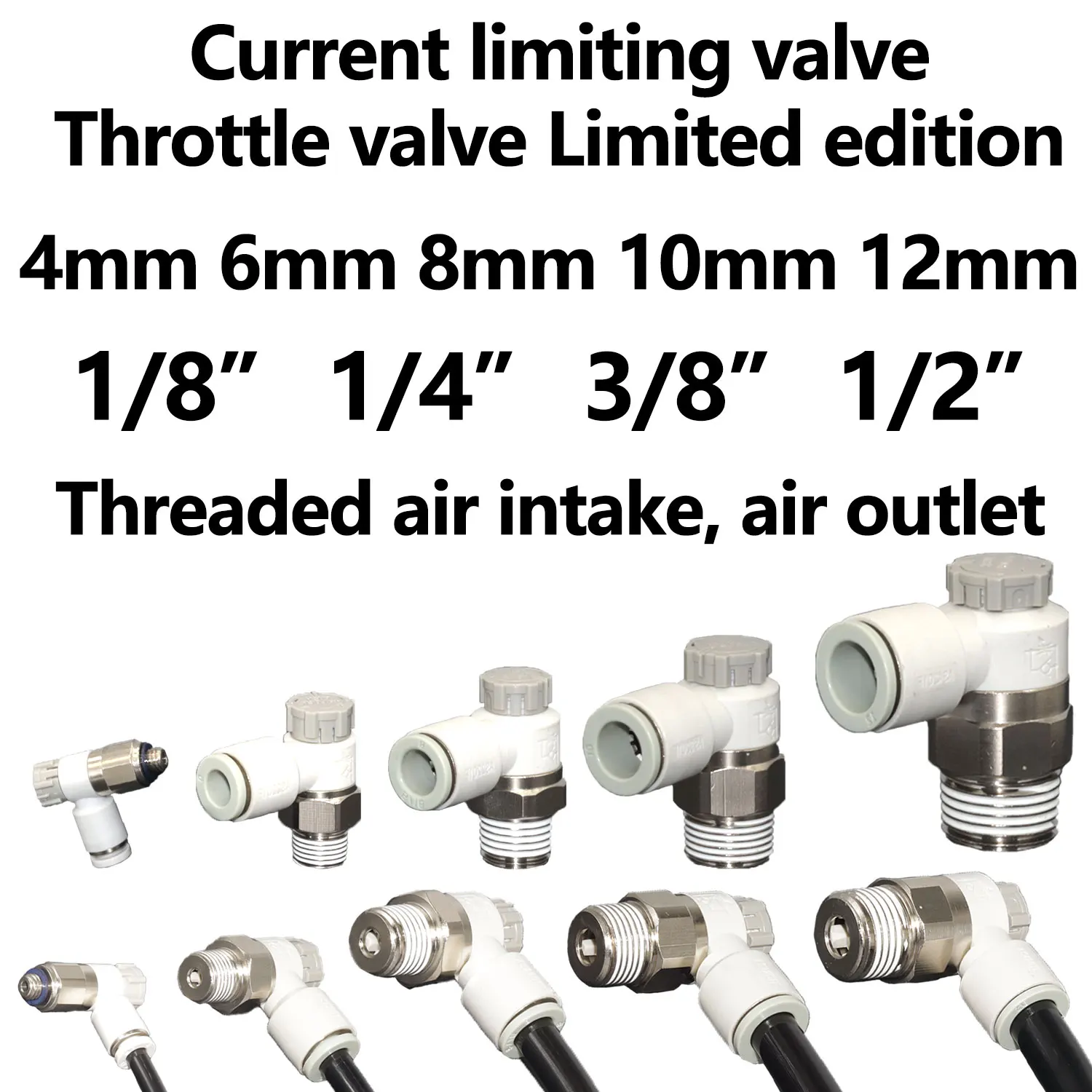 2/5/10PCS Elbow Fittings AS1201F Flow Control Valve Regulator Valve Speed Control Valve Gas Fitting AS1201-M5-04/AS4201F-04-12S